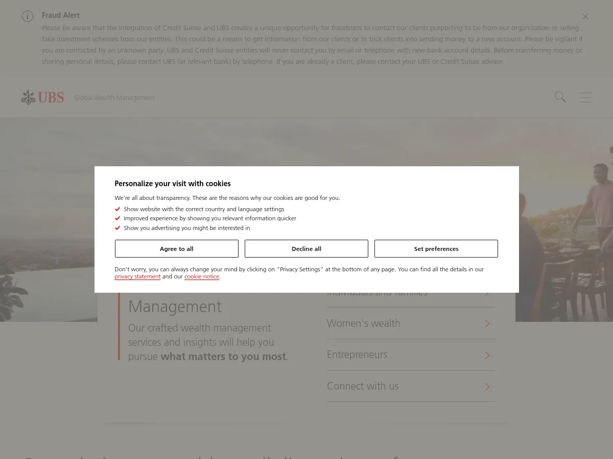 UBS Wealth Management Screenshot