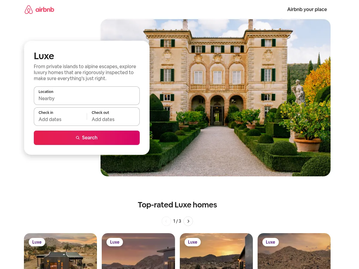 Airbnb Luxe Screenshot