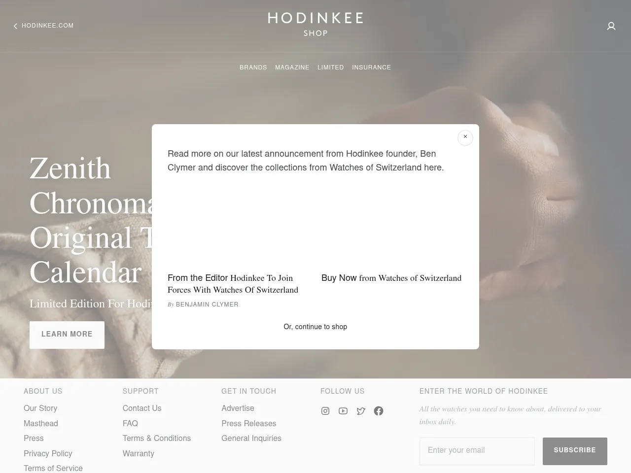 Hodinkee Shop Screenshot
